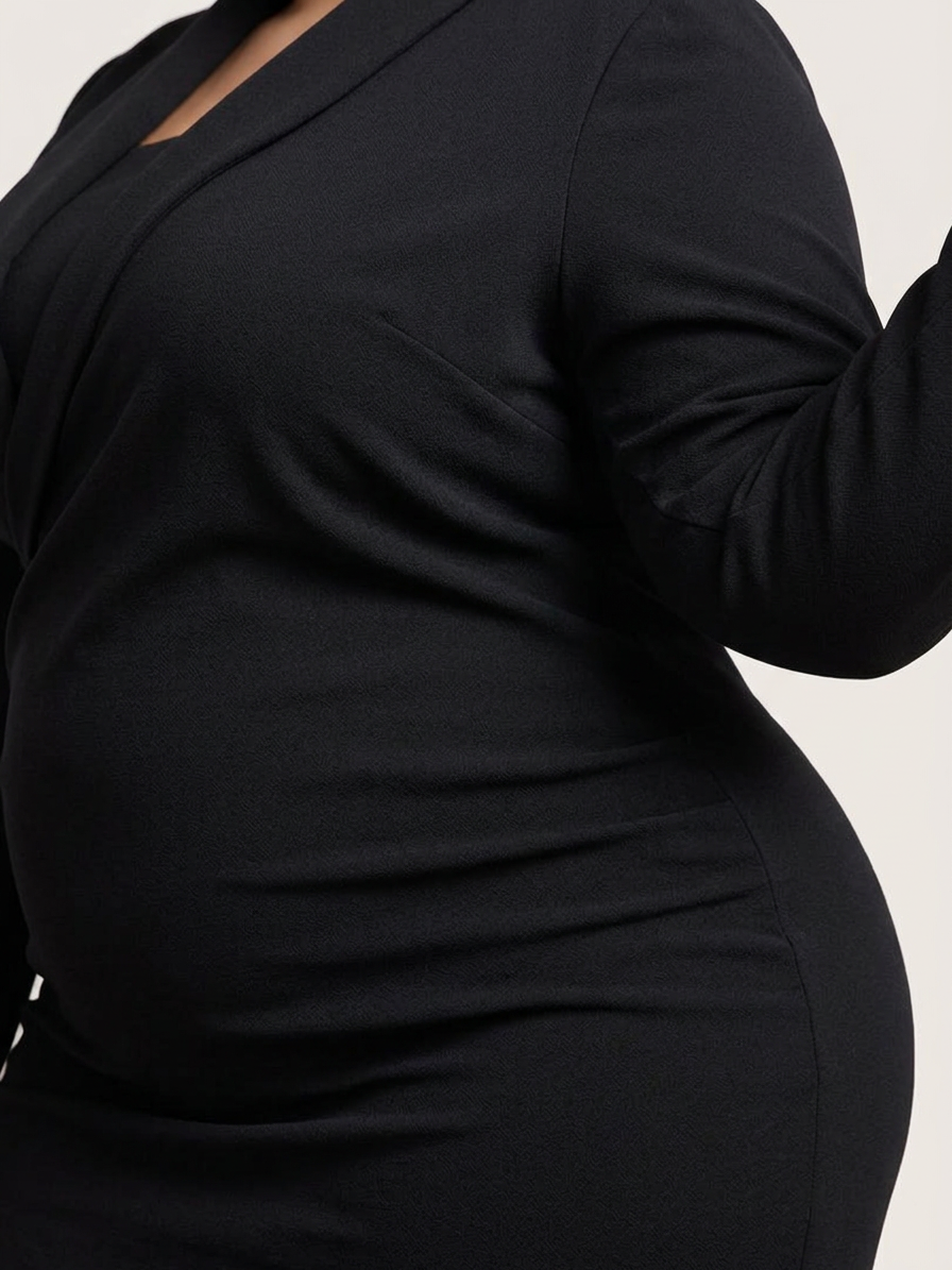 Amina | Robe Midi Asymétrique avec Manches de Manteau et Taille Définie