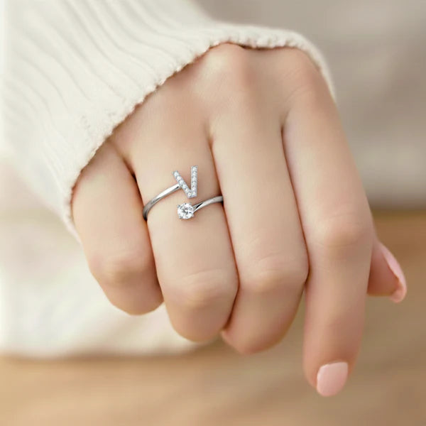 Bague Initiale Ajustable Minimaliste