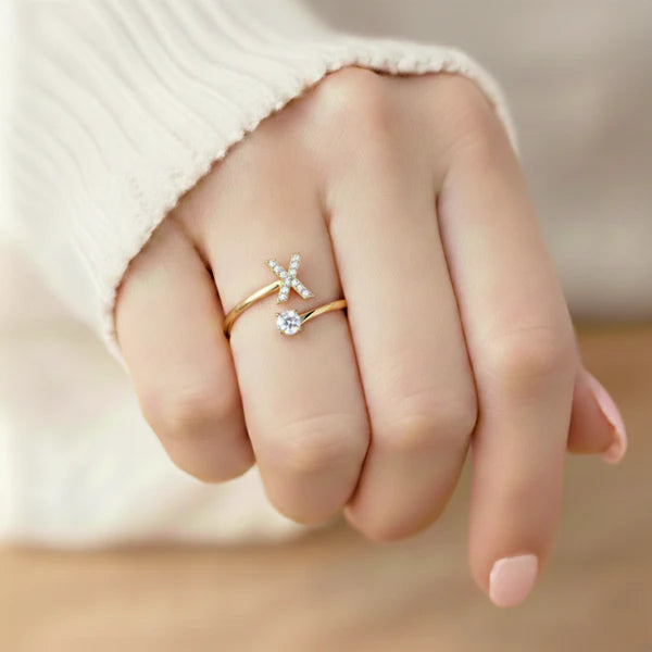 Bague Initiale Ajustable Minimaliste