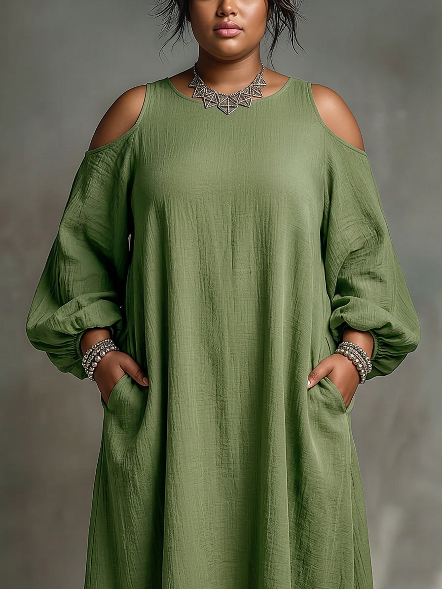Gwendolyn | Robe Maxi à Manches Bouffantes Vertes Décolleté