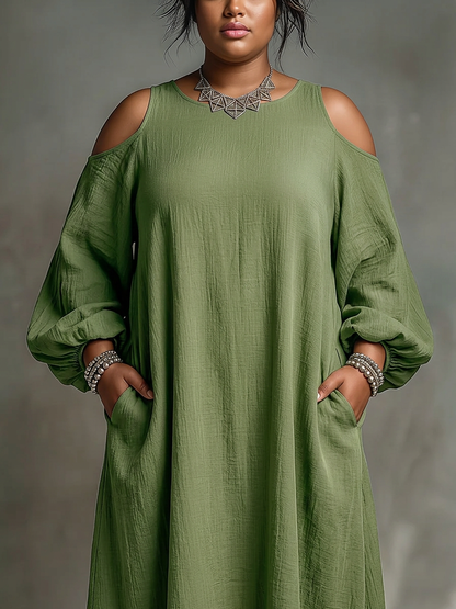 Gwendolyn | Robe Maxi à Manches Bouffantes Vertes Décolleté