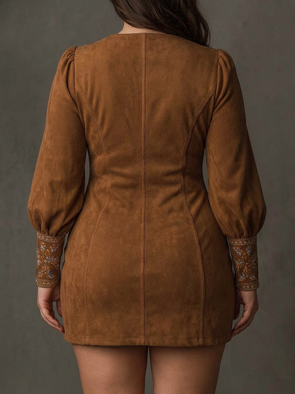 Lucienne – Robe Courte Effet Suédé