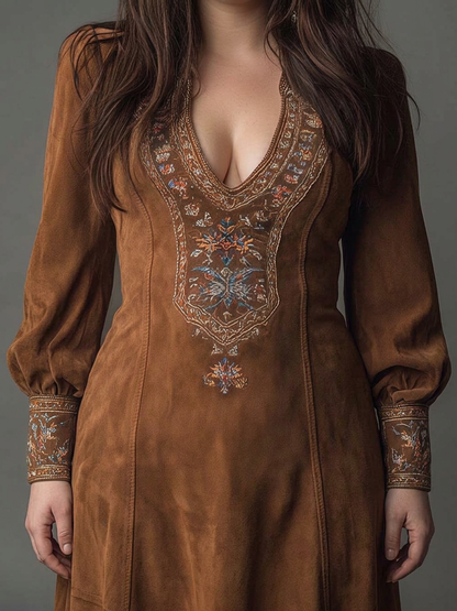 Lucienne – Robe Courte Effet Suédé