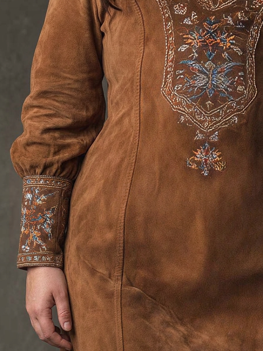 Lucienne – Robe Courte Effet Suédé