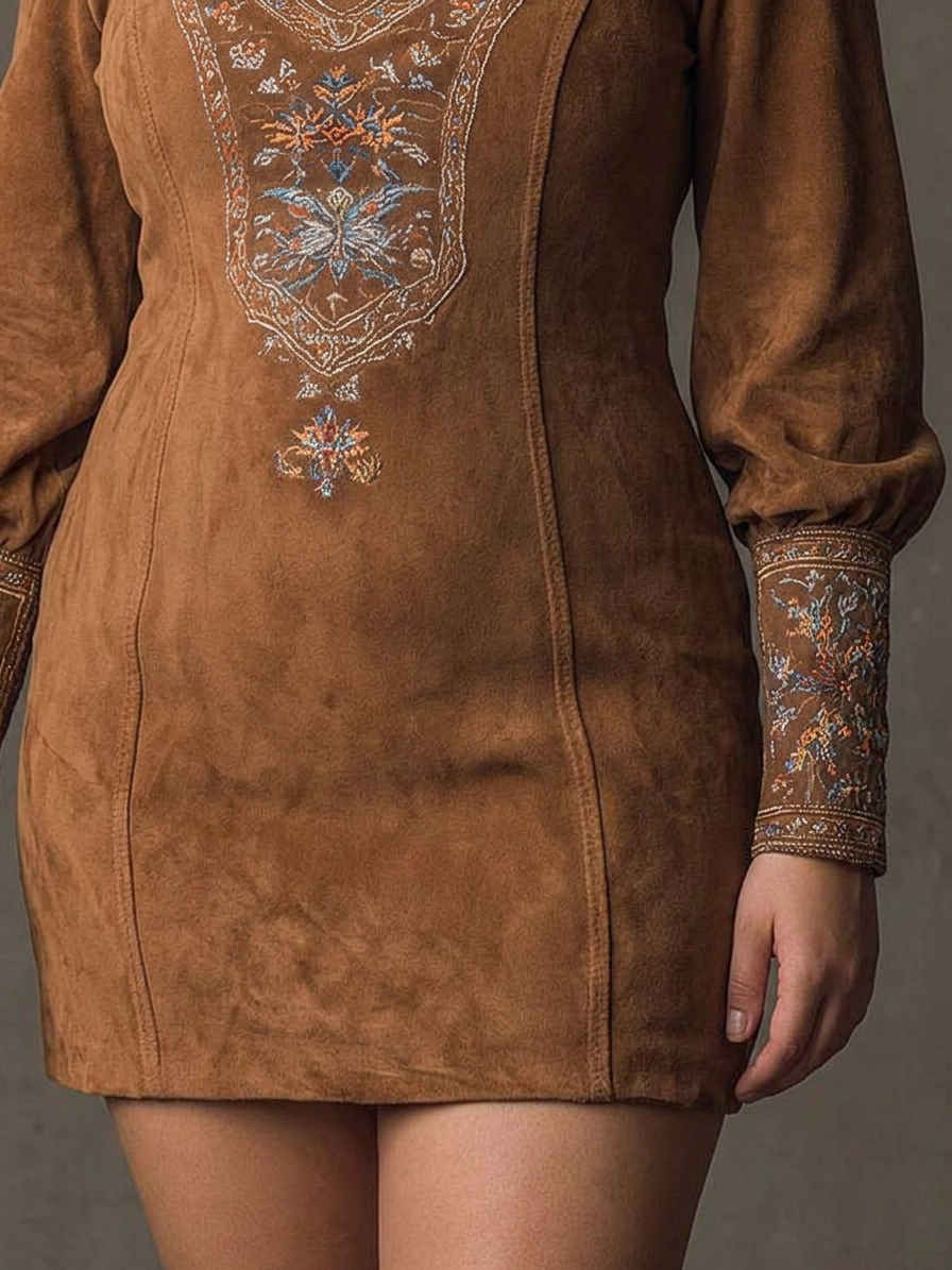 Lucienne – Robe Courte Effet Suédé