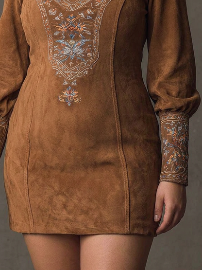 Lucienne – Robe Courte Effet Suédé