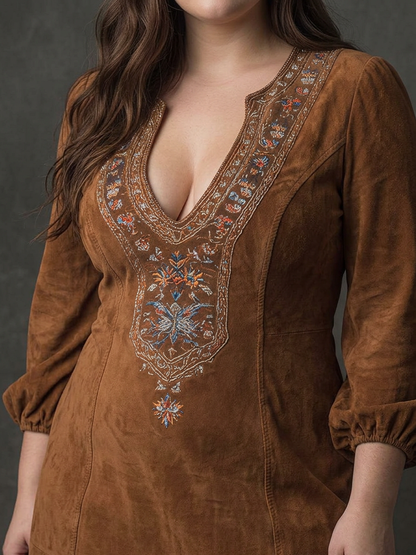Lucienne – Robe Courte Effet Suédé