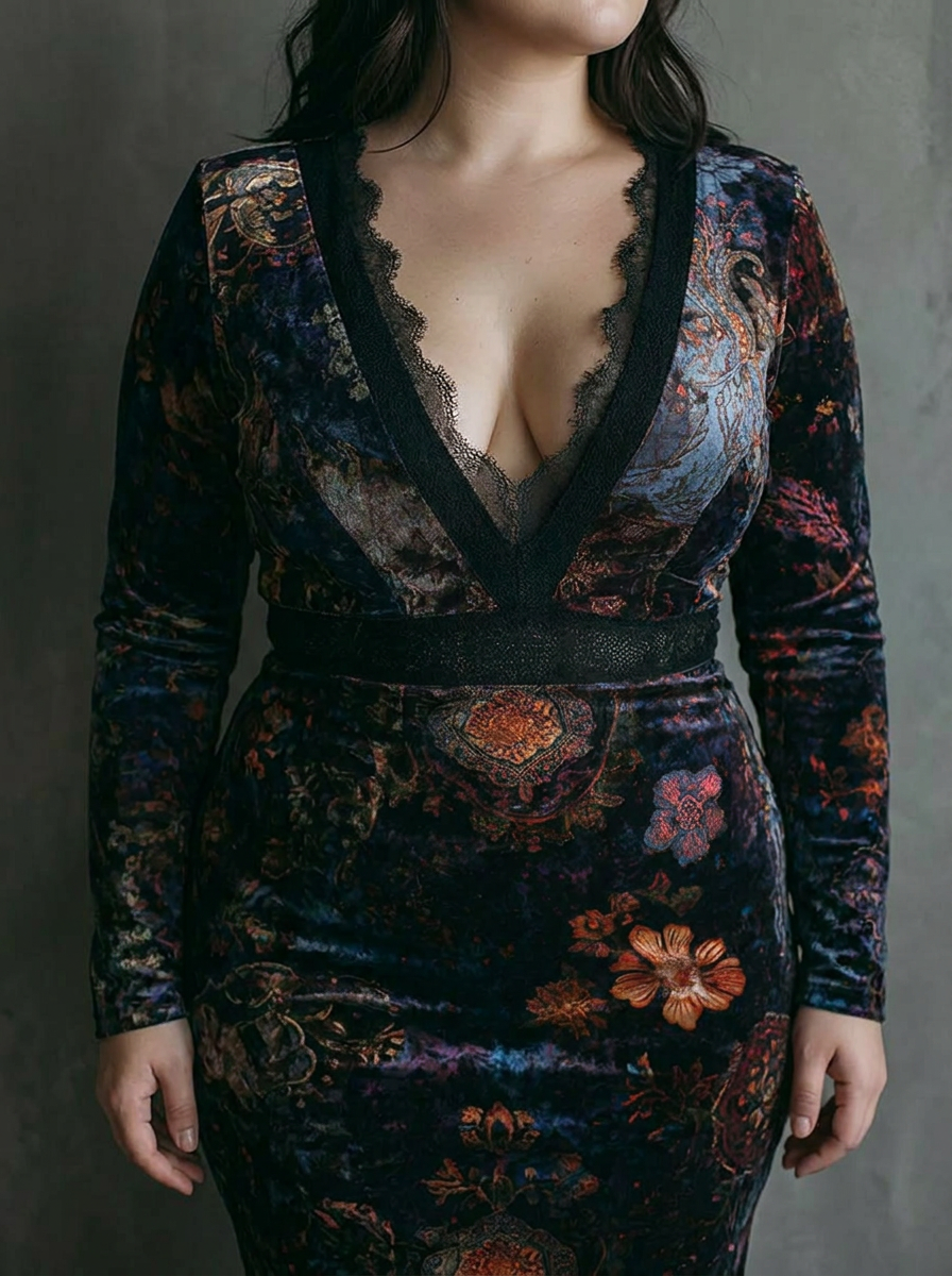 Nadia – Robe Mini en Velours Floral