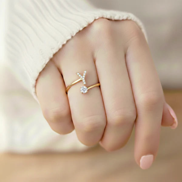 Bague Initiale Ajustable Minimaliste