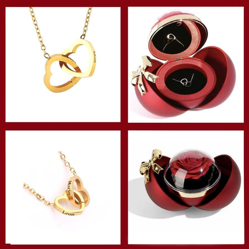 Collier Personnalisé avec Boîte Rose Éternelle