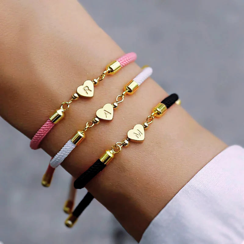 Bracelet Cœur Initiale Ajustable