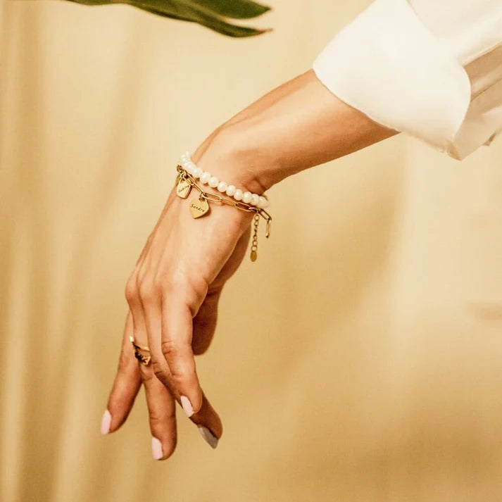 Bracelet chaîne à cœurs personnalisés