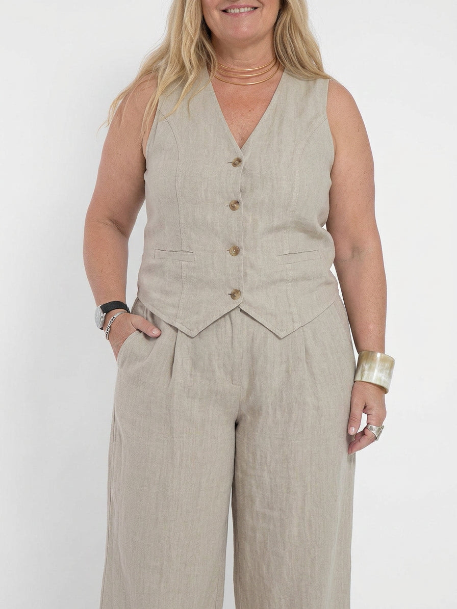 Seraphina – Ensemble Coordonné Élégant Deux Pièces Avec Gilet & Pantalon Large