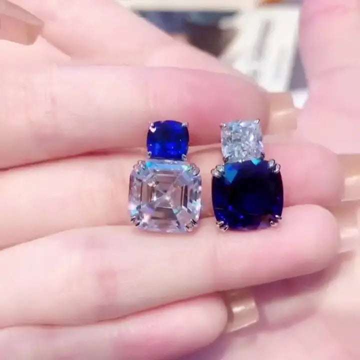 Boucles Saphir Bleu Structuré