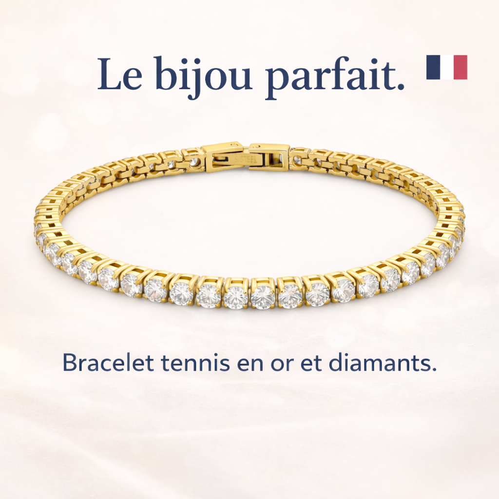 Bracelet Tennis Plaqué Or 14K