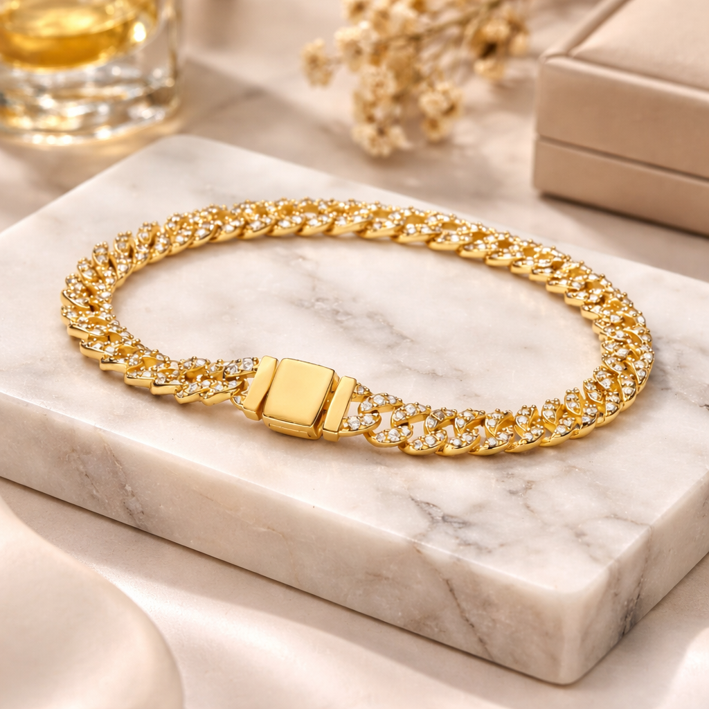 Bracelet Maille Cubaine Pavée Pandora