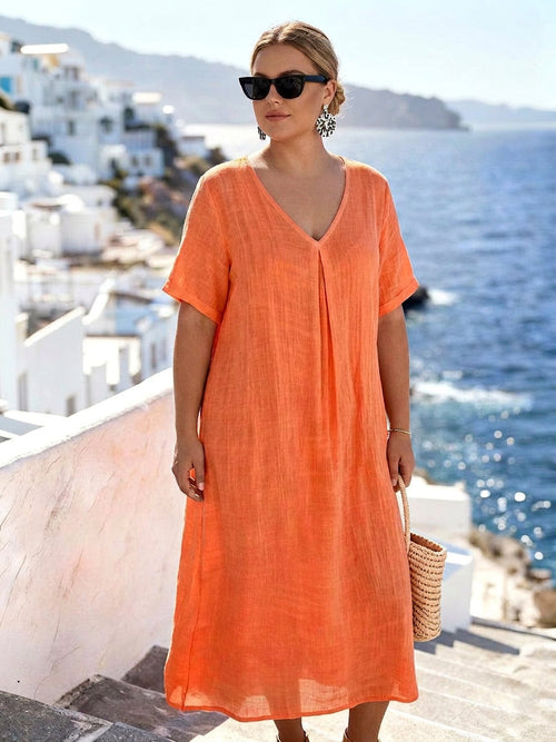 Robe Livia à Col V : Élégance Quotidienne Sans Effort