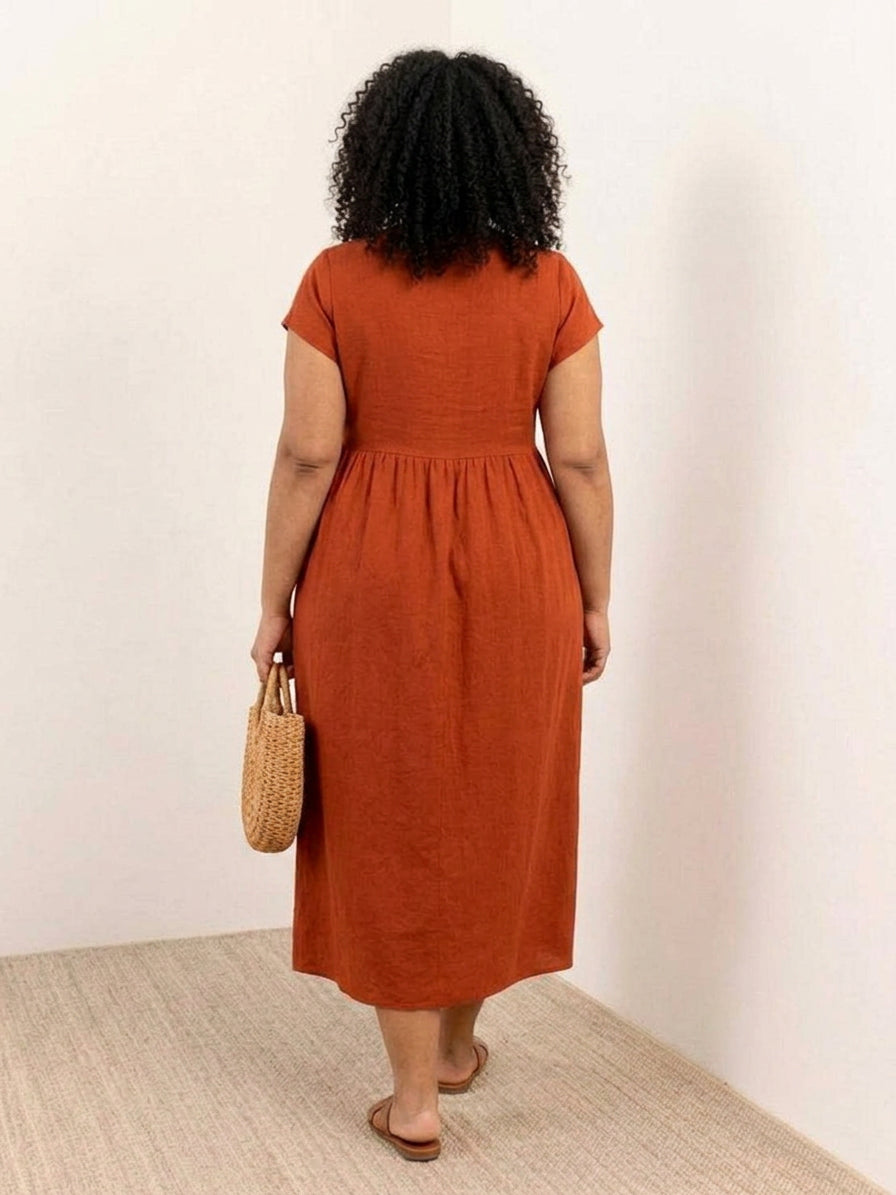 Yvaine - Robe Midi à Manches Courtes
