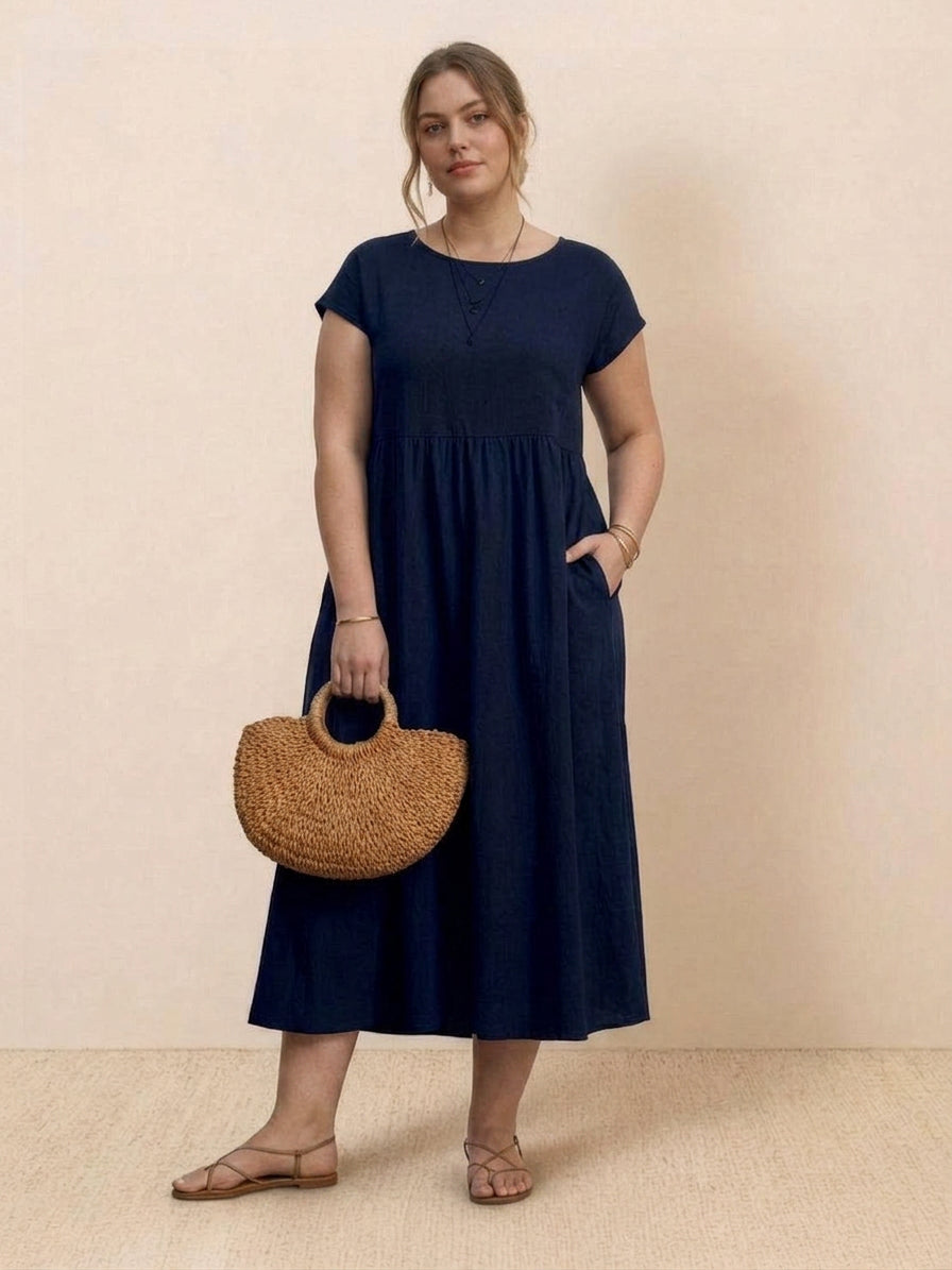 Yvaine - Robe Midi à Manches Courtes