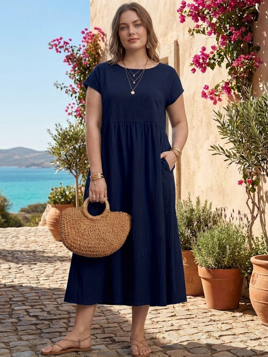 Yvaine - Robe Midi à Manches Courtes