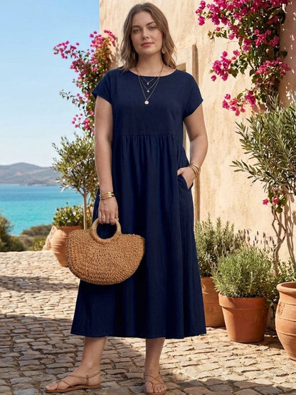 Yvaine - Robe Midi à Manches Courtes