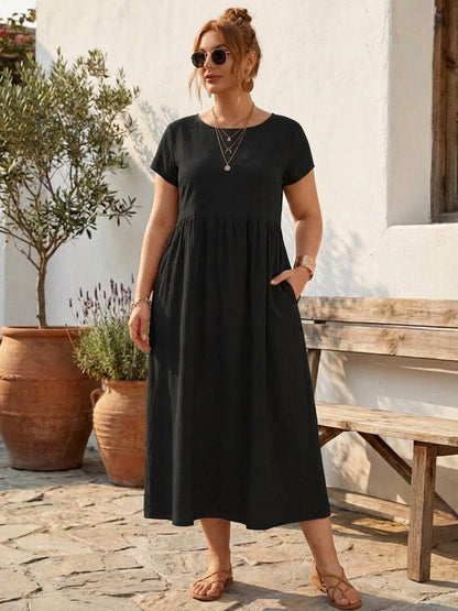 Yvaine - Robe Midi à Manches Courtes