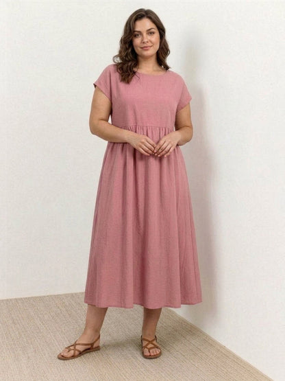 Yvaine - Robe Midi à Manches Courtes