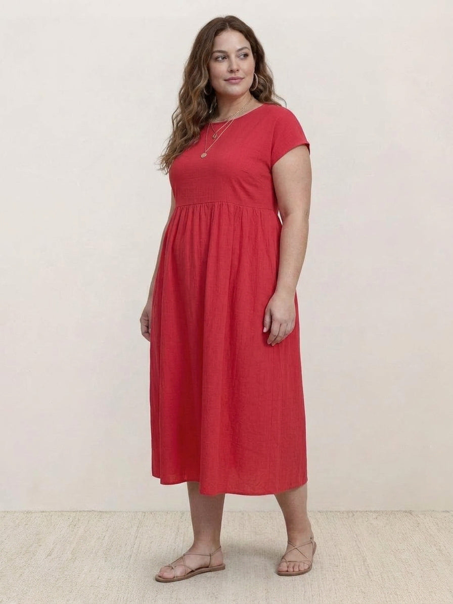 Yvaine - Robe Midi à Manches Courtes