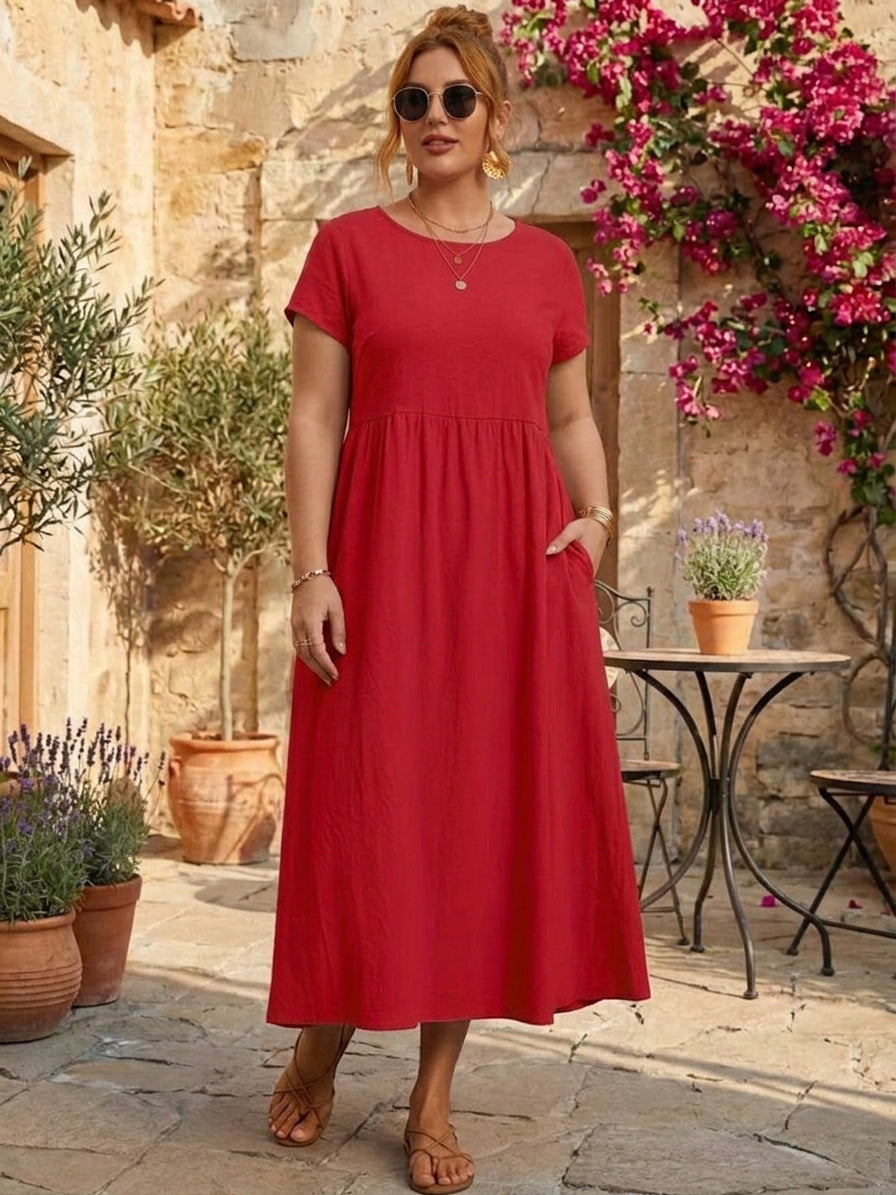 Yvaine - Robe Midi à Manches Courtes