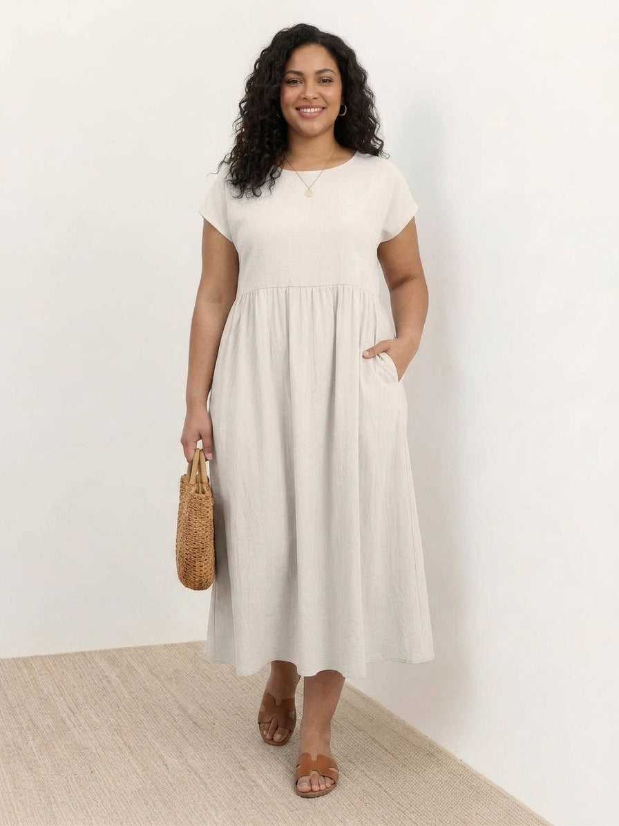 Yvaine - Robe Midi à Manches Courtes