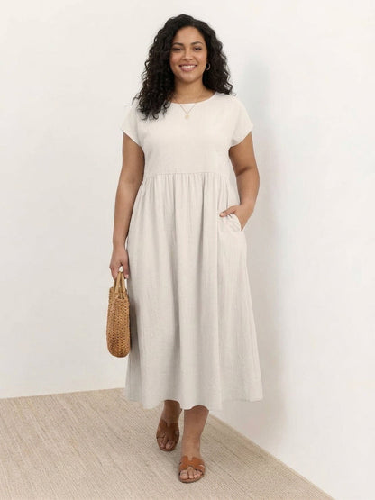 Yvaine - Robe Midi à Manches Courtes