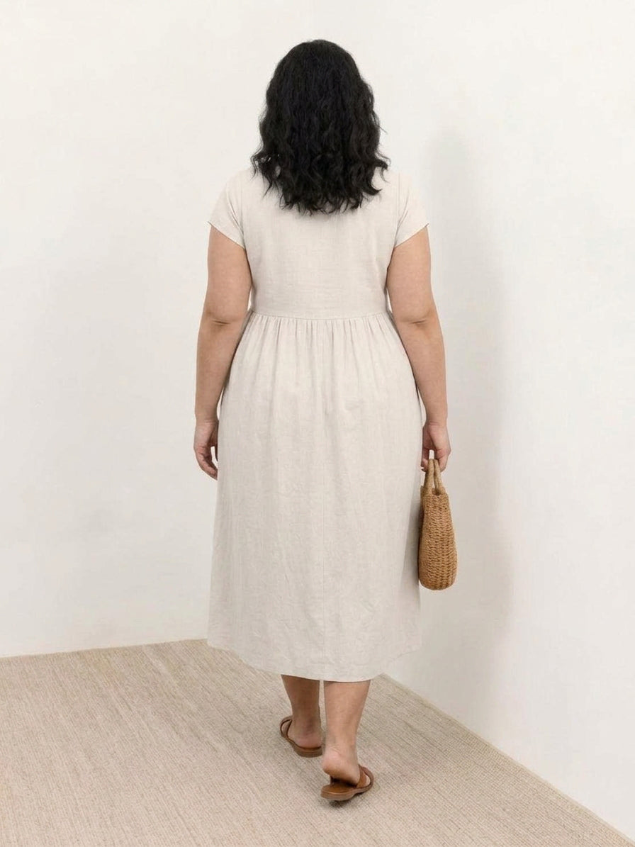 Yvaine - Robe Midi à Manches Courtes