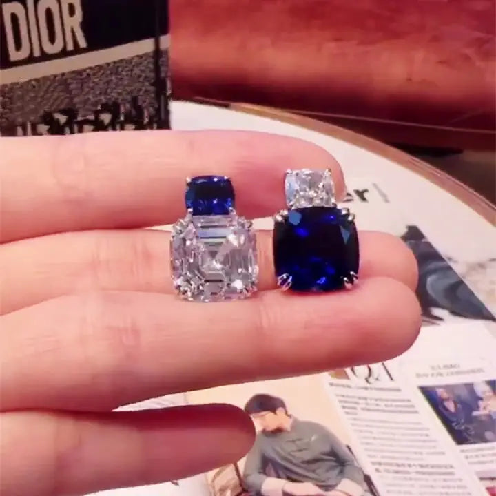 Boucles Saphir Bleu Structuré