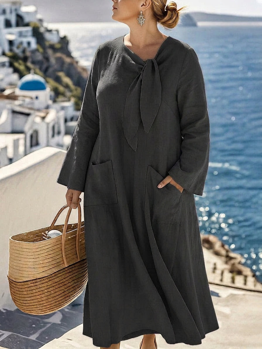 Robe A-Line Cerys Unie : Élégance Décontractée Sans Effort
