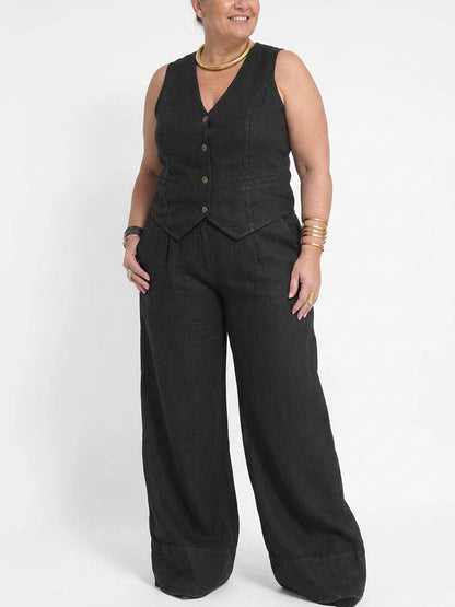 Seraphina – Ensemble Coordonné Élégant Deux Pièces Avec Gilet & Pantalon Large