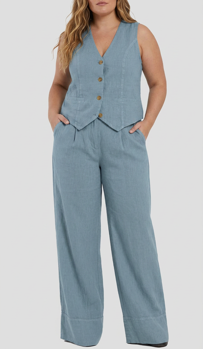 Seraphina – Ensemble Coordonné Élégant Deux Pièces Avec Gilet & Pantalon Large