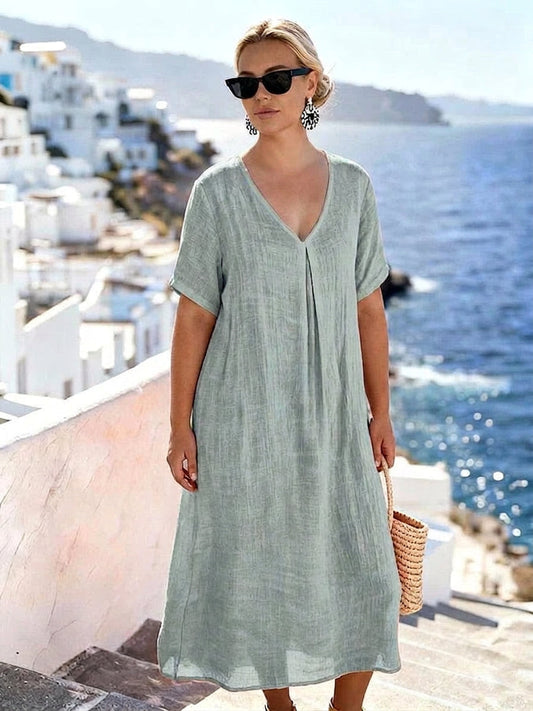 Robe Faye à Col V : Élégance Quotidienne Sans Effort