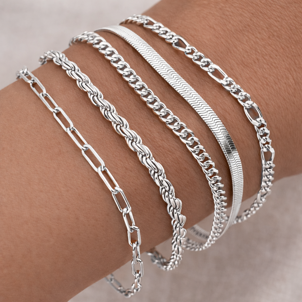 Ensemble de 5 Bracelets aux Mailles Contrastées