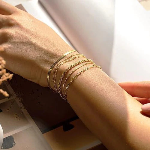 La Stack Parfaite | 6 Bracelets Fins à Superposer