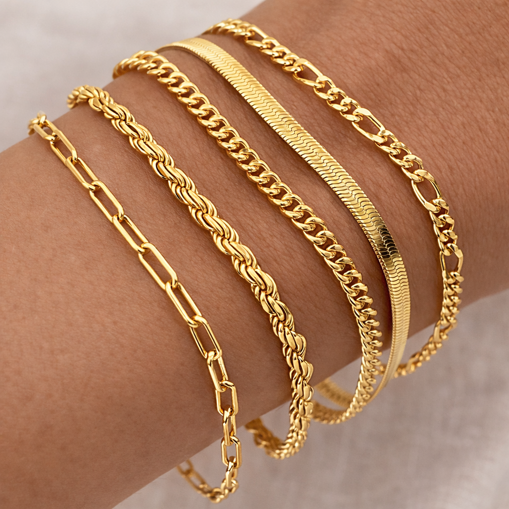 Ensemble de 5 Bracelets aux Mailles Contrastées