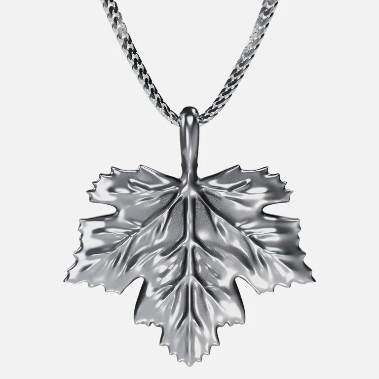 Collier Feuille Argentée Relief