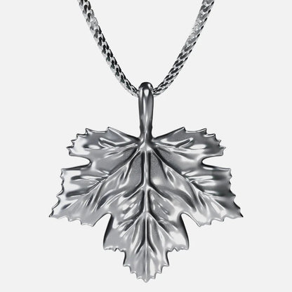 Collier Feuille Argentée Relief