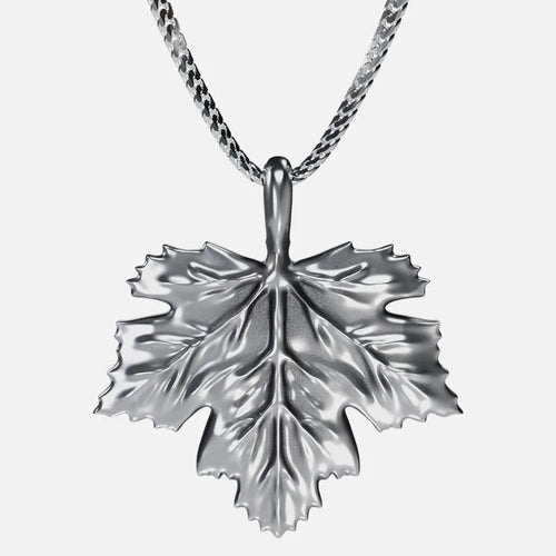 Collier Feuille Argentée Relief