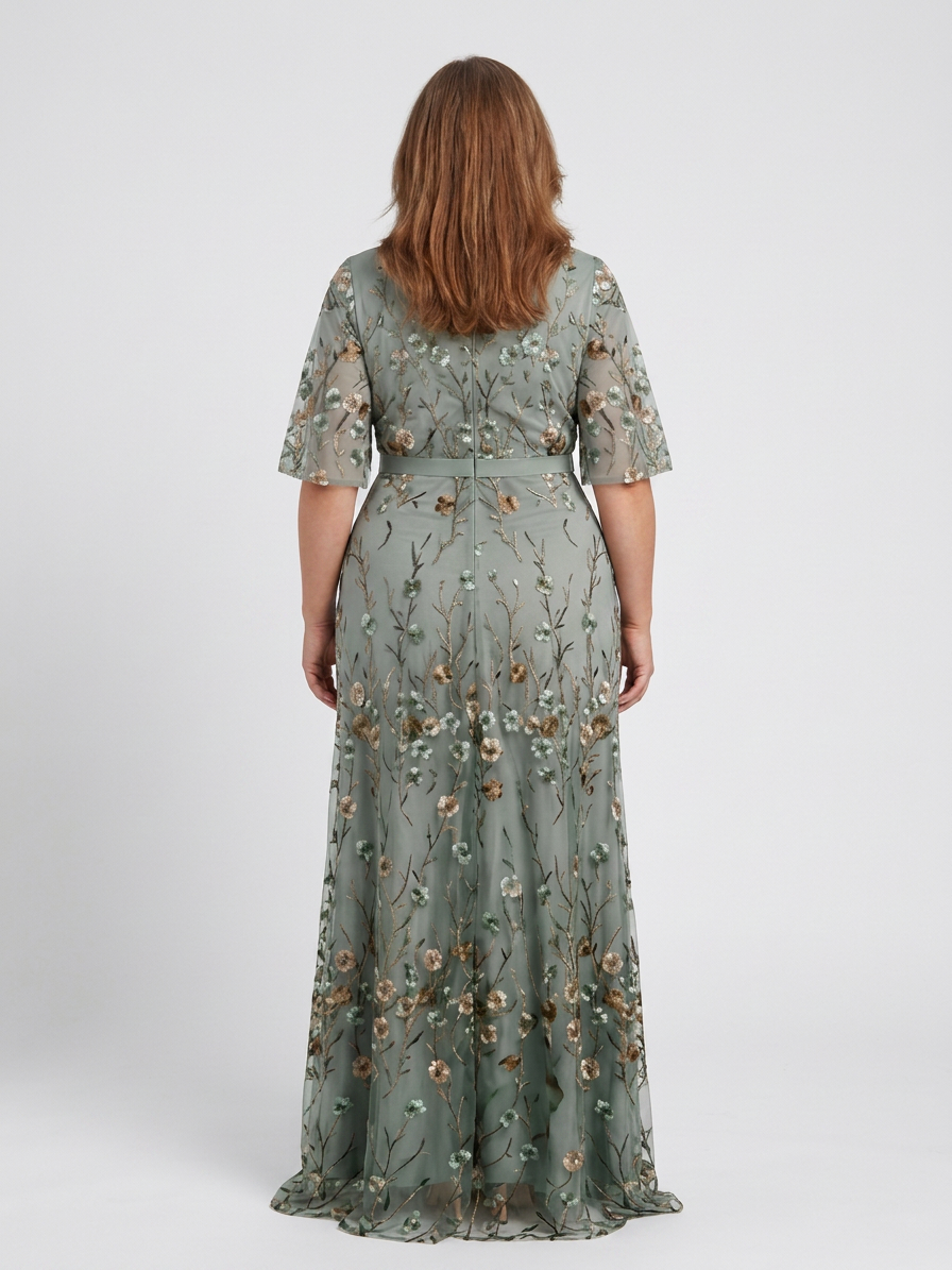 Stella & Grace™ | Robe maxi à manches courtes et décolleté en V floral