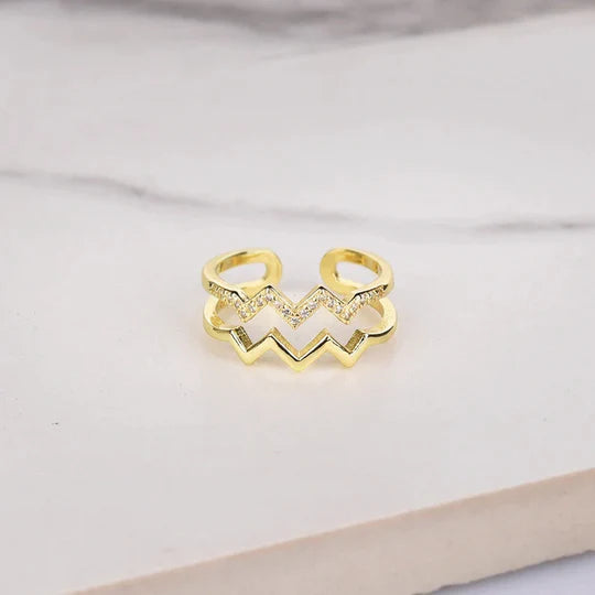Bague Double Zigzag Pavée