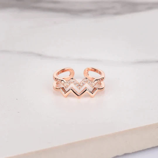 Bague Double Zigzag Pavée