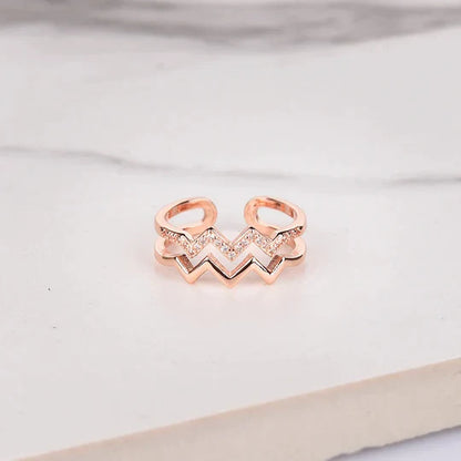 Bague Double Zigzag Pavée