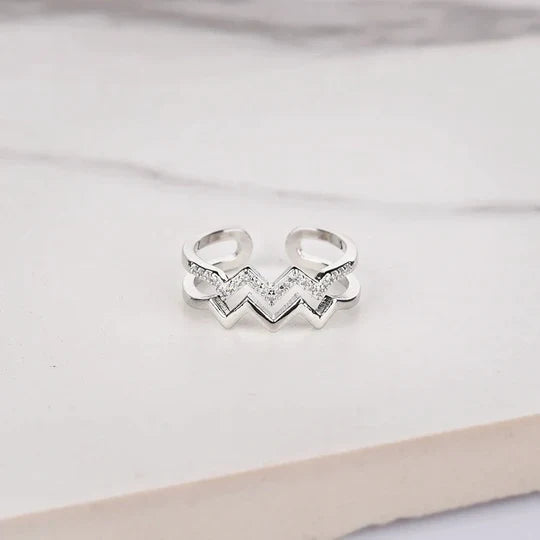 Bague Double Zigzag Pavée