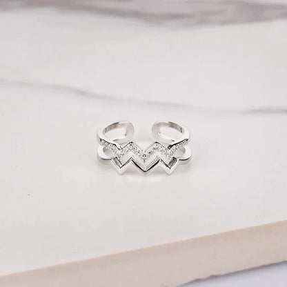 Bague Double Zigzag Pavée