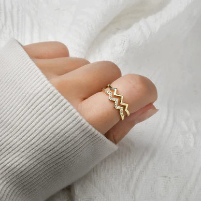 Bague Double Zigzag Pavée
